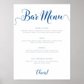 Royal Blue Wedding Drinks Menu Poster (Vorne)