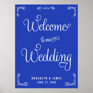 Royal Blue Wedding Empfang mit Wirbel Poster