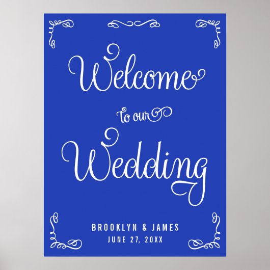 Royal Blue Wedding Empfang mit Wirbel Poster (Vorne)