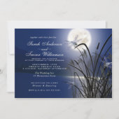 Royal Blue Wedding Full Moon Dragonfly Pond Einladung (Vorderseite)