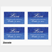Royal Blue Wedding Liebe Damask und Ribbon Rechteckiger Aufkleber (Blatt)