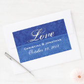 Royal Blue Wedding Liebe Damask und Ribbon Rechteckiger Aufkleber (Umschlag)