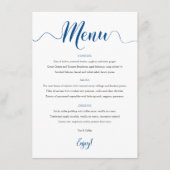 Royal Blue Wedding Menu Card 12x18 Menükarte (Vorderseite)