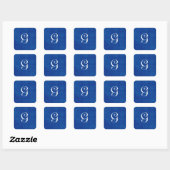 Royal Blue Wedding Monogram Any Letter B567 Quadratischer Aufkleber (Blatt)