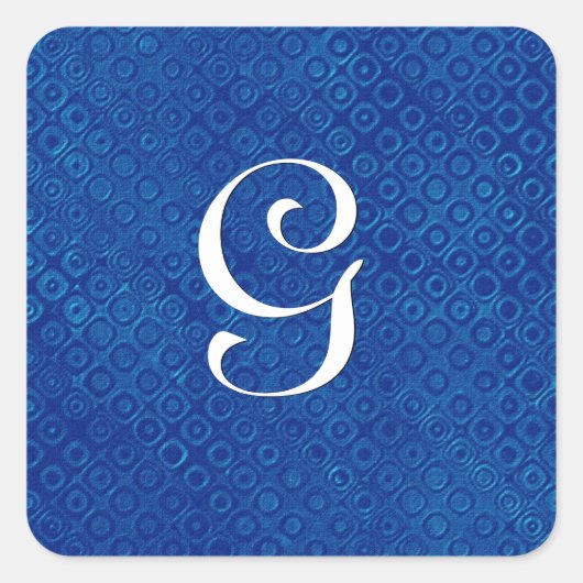 Royal Blue Wedding Monogram Any Letter B567 Quadratischer Aufkleber (Vorderseite)