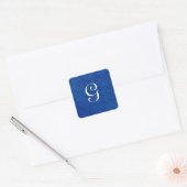 Royal Blue Wedding Monogram Any Letter B567 Quadratischer Aufkleber (Umschlag)