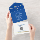 Royal Blue Wedding QR Code All In One Einladung (Abreißen)