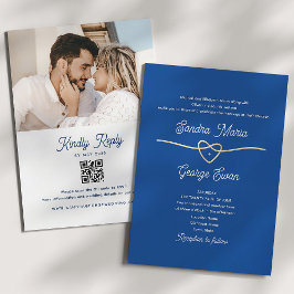 Royal Blue Wedding QR Code Einladung