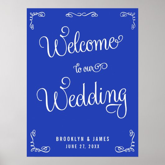 Royal Blue Wedding Reception Print mit Wirbel Poster (Vorne)