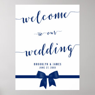 Royal Blue Wedding Reception Sign Print 18x24 Poster