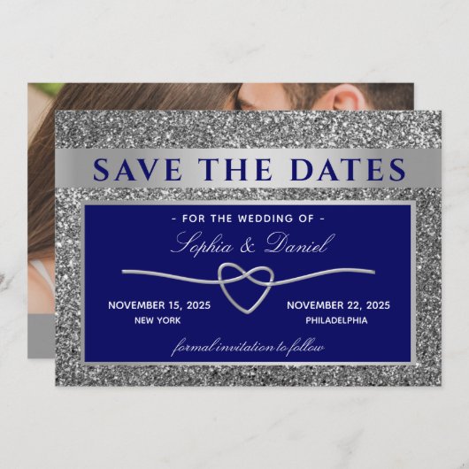 Royal Blue Wedding speichert das Datum Save The Date (Vorne/Hinten)