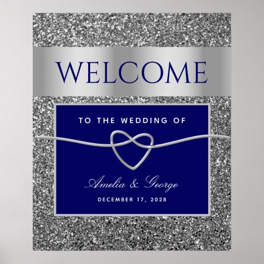 Royal Blue Wedding Welcome Sign Poster (Vorne)