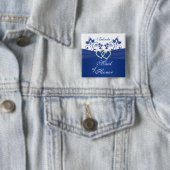 Royal Blue, Weiß Trauzeugin Button (Beispiel)