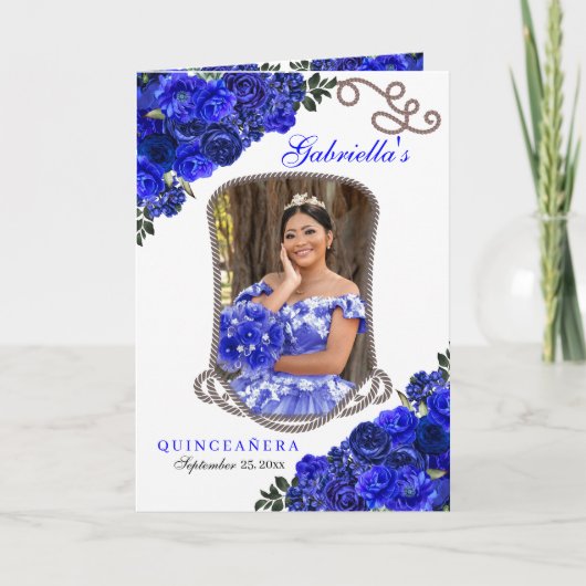 Royal Blue Western Charro Quinceñera Programm (Vorderseite)