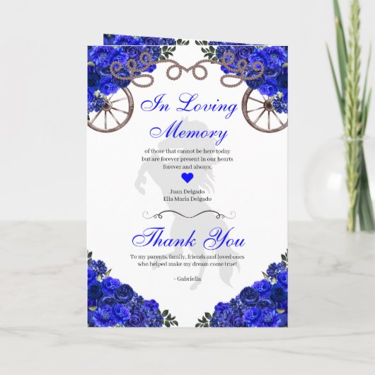 Royal Blue Western Charro Quinceñera Programm (Rückseite)