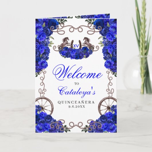 Royal Blue Western Charro Quinceñera Programm (Vorderseite)