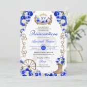 Royal Blue Western Cowgirl Quinceañera Einladung (Stehend Vorderseite)