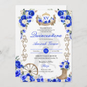 Royal Blue Western Cowgirl Quinceañera Einladung (Vorne/Hinten)