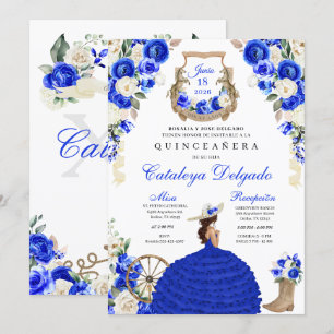 Royal Blue Western Fiesta Charro Quinceañera Einladung
