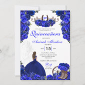 Royal Blue Western Princess Charro Quinceanera Einladung (Vorderseite)