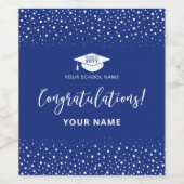 Royal Blue & White Abschluss Gratulation Weinetikett (Einzelnes Label)