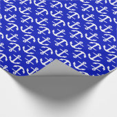 Royal Blue White Anchors 2Dir Pattern Geschenkpapier (Ecke)