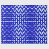 Royal Blue White Anchors 2Dir Pattern Geschenkpapier (Flach)