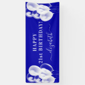 Royal Blue White Ballons Namensschrift Geburtstag Banner (Vertikal)