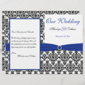 Royal Blue, White, Black Damask Wedding Program (Vorne/Hinten)