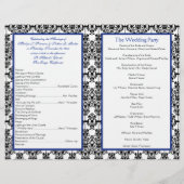 Royal Blue, White, Black Damask Wedding Program (Rückseite)