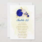 Royal Blue & White Blume Gold-Sitzkarte Einladung (Vorderseite)