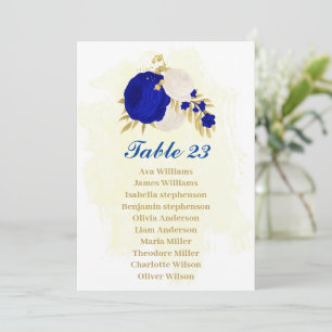 Royal Blue & White Blume Gold-Sitzkarte Einladung