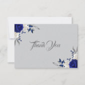 Royal Blue white Blume silber grau danke (Vorderseite)