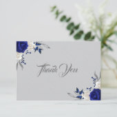 Royal Blue white Blume silber grau danke (Stehend Vorderseite)