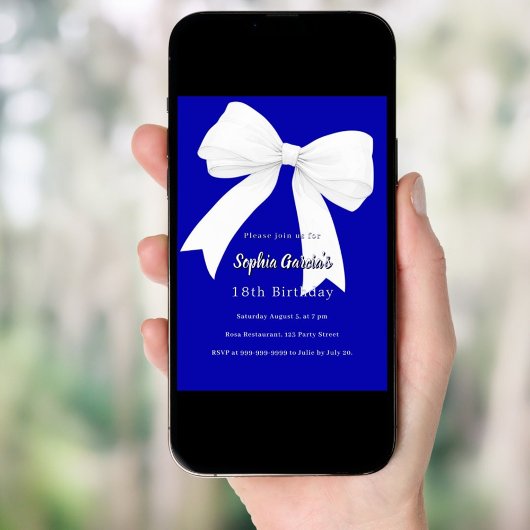 Royal Blue White Bug Birthday Einladung