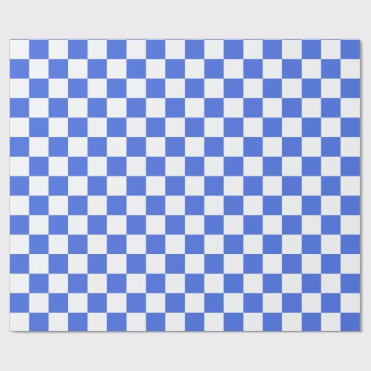 Royal Blue White Checkerboard Muster Geschenkpapier (Flach)