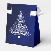 Royal Blue White Christmas Tree Wedding Geschenkschachtel (Rückseite)
