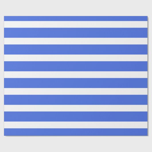 Royal Blue White Classic Horizontal Streifen Geschenkpapier (Flach)