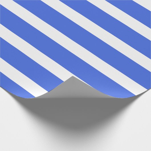 Royal Blue White Classic Horizontal Streifen Geschenkpapier (Ecke)