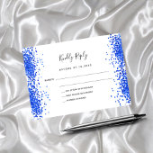 Royal Blue White Confetti Hochzeit RSVP Mitteilungskarte