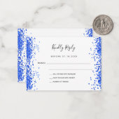 Royal Blue White Confetti Hochzeit RSVP Mitteilungskarte (Vorderseite/Rückseite Beispiel)