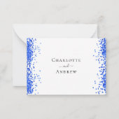 Royal Blue White Confetti Hochzeit RSVP Mitteilungskarte (Rückseite)