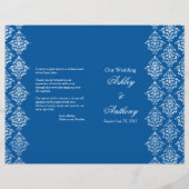Royal Blue White Damask Foldable Wedding Program (Vorderseite)