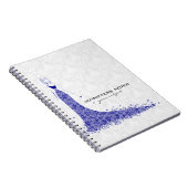 Royal Blue & White Damask Hochzeitskleid Notizblock (Rechte Seite)