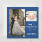Royal Blue White Elegant Foto Danke Karte (Vorderseite)