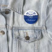 Royal Blue, White Floral Bridesmaid Button (Beispiel)