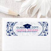Royal Blue & White Floral Damasks & Blue Grad Hat (Insitu)