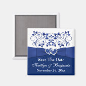 Royal Blue, White Floral Gastgeschenk Hochzeit Mag Magnet (Vorderseite/Rückseite)