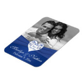 Royal Blue White Floral Heart Wedding Foto Magnet (Linke Seite)