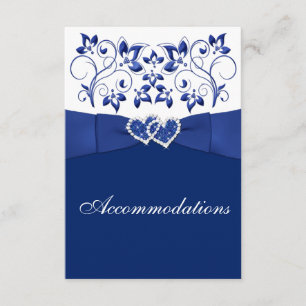 Royal Blue, White Floral, Herzverschlusskarte Begleitkarte